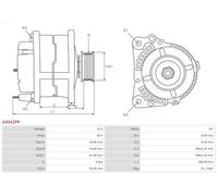 Alternateur avec poulie A0042PR AS-PL pour SKODA VW AUDI SEAT OPEL