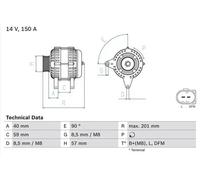 Alternateur avec poulie débrayable 0 986 045 360 BOSCH pour VW DODGE JEEP SEAT