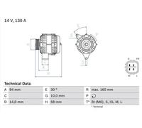 Alternateur avec poulie débrayable 0 986 049 221 BOSCH pour TOYOTA PREVIA II