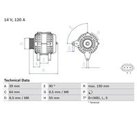 Alternateur avec poulie débrayable 0 986 082 440 BOSCH pour NISSAN