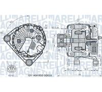 Magneti Marelli Alternateur 063731406710 avec poulie débrayable pour CHEVROLET OPEL SAAB