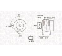 Alternateur avec poulie débrayable 063731644010 MAGNETI MARELLI pour VW AUDI