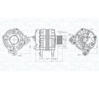 Alternateur avec poulie débrayable 063736193010 MAGNETI MARELLI pour VW SEAT