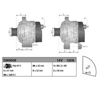 DENSO Alternateur Dynamo DAN506 pour OPEL ZAFIRA B (A05) Astra H GTC (A04)