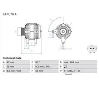 Alternateur avec poulie d'entraînement multiple 0 986 038 390 BOSCH pour VW SEAT