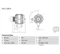 Alternateur avec poulie d'entraînement multiple 0 986 046 220 BOSCH pour BMW 3 5