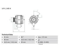 Bosch Alternateur 0 986 046 230 avec poulie d'entraînement multiple pour Opel Saab Vauxhall