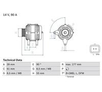 Alternateur avec poulie d'entraînement multiple 0 986 083 190 BOSCH pour DACIA