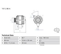 Alternateur avec poulie d'entraînement multiple 0 986 086 980 BOSCH pour RENAULT