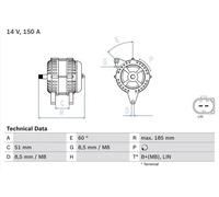 Alternateur avec poulie d'entrainement pour vilebrequin 0 986 048 380 BOSCH