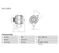 Alternateur pour BOSCH 0 986 039 250 pour SAAB 9000 2 1992-1998