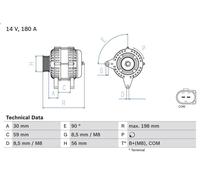 Alternateur pour BOSCH 0 986 081 930 pour AUDI Q7 (4LB) 3 2006-2010