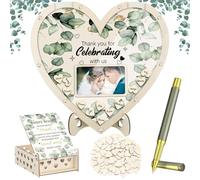 Alternative au livre d'invité de mariage - Signe de table | Centre de table romantique en forme de cœur en bois pour cérémonies à la maison ou à la plage