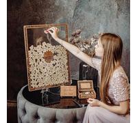 Alternative au livre d'or de mariage personnalisé, panneau de mariage en acrylique, panneau de bienvenue rustique en bois pour mariage, anniversaire, fête prénuptiale (35 x 50 cm)