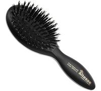 Altesse 2905 Brosse à cheveux en poils naturels Brosse de voyage à coussin d'air Noir mat Mini brosse à cheveux avec 7 rangs de poils 100% sanglier Petite brosse pour la brillance des cheveux