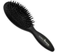 Altesse Brosse à cheveux en poils naturels brosse à cheveux voyage coussin d'air moyen manche noir mat avec 7 rangs de poils de sanglier 100% poils de sanglier brosse cheveux fins cuir chevelu