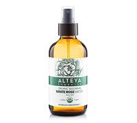 Alteya Organic Eau de rose blanche bulgare 240 ml Spray Bioglass - Certifiée 100% organique USDA, pure, naturelle, Eau florale distillée, Vendue directement par le producteur et le distillateur