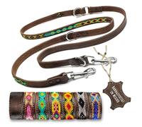 ALTEZAR Laisse pour chien en cuir large tribal, faite à la main au Mexique, pour grands chiens, vert