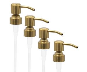 ALTGLAS 4 Pcs Pompe De Rechange pour Distributeur de Savon Liquide 'Zagreb' | Filetage De 28mm • Or Brossé • Acier Inoxydable • Convient p.ex. Aux Bouteilles Jacky • 4 Pièces
