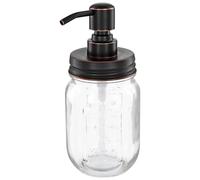 ALTGLAS Mason Jar Distributeur de Savon Vintage en Verre Transparente - Rétro Mason Jar 473 ML avec Pompe en Acier Inoxydable INOX (Noir cuivre)