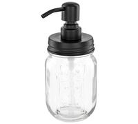 ALTGLAS Mason Jar Distributeur de Savon Vintage en Verre Transparente - Rétro Mason Jar 473 ML avec Pompe en Acier Inoxydable INOX (Noir)