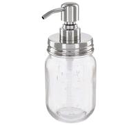 ALTGLAS Mason Jar Distributeur de Savon Vintage en Verre Transparente - Rétro Mason Jar 473 ML avec Pompe en Acier Inoxydable INOX (Chrome argenté)