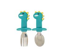 Althea Living - Couverts Dinosaure pour Enfants | Anti-Étouffement | Ergonomique | Silicone Alimentaire & Acier Inoxydable, Acier inoxydable