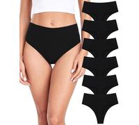 ALTHEANRAY Lot de 6 Tangas pour Femme - Sous-vêtements en Coton - Strings sans Coutures - Taille Haute - Slips Femme - Tanga Dentelle - Lot de 6, Couleur : noir, S