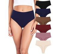 ALTHEANRAY Tanga Lot de 6 slips pour femme en coton sans coutures - Taille haute - Sans couture, Mix Color, XL