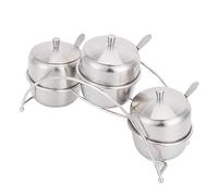 Althwuyu 304 Ensemble de pot de condiments en acier inoxydable, boîte d'assaisonnement avec couvercles et cuillères, porte-récipient pour sel, sucre, curry, poudre de chili,