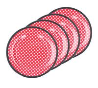 Althwuyu 4pcs 9in Salad Dish Red Grid Fruit Plate Imitation Porcelain Dingelware Set For Home Kitchen Restaurant Hôtel Utilisation