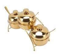 Althwuyu Ensemble de récipients d'assaisonnement en acier inoxydable avec support de rangement arqué et pots à sucre avec couvercles et cuillères pour la cuisine à la maison et à