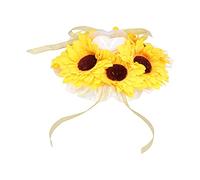 Althwuyu Oreiller pour bagues de Tournesol pour cérémonie de Mariage, étui en Forme de cœur pour alliances, Accessoires de mariée élégants et décoration de Mariage