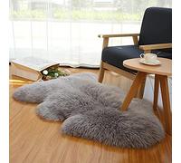 Altlue Tapis Peau Mouton Veritable Tapis Fourrure Naturel Peau De Bete Coussin Mouton Fourrure (Gris,70X100cm)