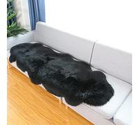 Altlue Tapis Peau Mouton Veritable Tapis Fourrure Naturel Peau De Bete (Noir,70 * 200cm)