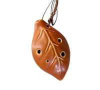 Alto C ocarina Mini Ocarina En Céramique À 6 Trous Pour Les Mélomanes Professionnels Avec Cordon Et Design En Forme De Feuille(Brown)
