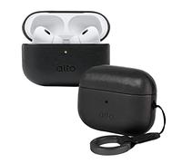 Alto Étui pour AirPods Pro 2 avec porte-clés, étui en cuir italien compatible avec AirPods Pro 2ème génération 2022 pour homme et femme, coque rigide de protection pour chargement sans fil, LED avant visible (noir)