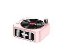 Alto-Falante Bluetooth 5.3 Retrô, Estilo Fonógrafo Do Século XVIII, Estéreo 360, Disco de Vinil Rosa