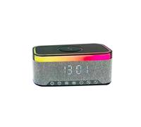 Alto-Falante Bluetooth com Carregamento Sem Fio, Luz LED e Despertador- RÃ¡dio FM USB 15 W Preto