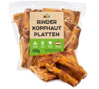ALTO - Plaques de cuir chevelu de bœuf XL de qualité supérieure pour grands chiens - 400 g - Grandes plaques de cuir chevelu de bœuf - Friandises pour les soins dentaires du chien, occupation