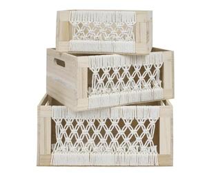 AltoBuy 3 cagettes en Bois gigogne Esprit bohème Naturel