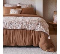 ADONIS - Chemin de Lit 90x200cm Gaze de Coton Blanc Imprimé Fleur Détail 4 Pompons -