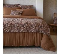 AltoBuy Adonis - Chemin de Lit 90x200cm Gaze de Coton Brun Imprimé Fleur Détail 4 Pompons