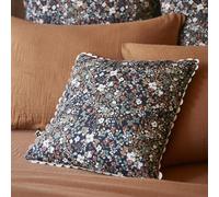 ADONIS - Coussin Déhoussable 40x40cm Gaze de Coton Bleu Imprimé Fleur Biais en Croché - Altobuy Bleu G