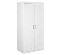 AltoBuy Alaska - Armoire 2 Portes + Penderie Bois Massif Vernis Blanc