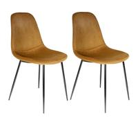 ALESSIA - Lot de 2 Chaises Velours Côtelé Jaune Moutarde -