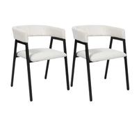 AltoBuy Amory - Lot de 2 fauteuils de Table Design en métal et Velours côtelé Coloris crème