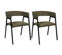 AltoBuy Amory - Lot de 2 fauteuils de Table Design en métal et Velours côtelé Coloris Vert