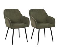 AltoBuy Amory - Lot de 2 fauteuils de Table en Velours côtelé Coloris Vert