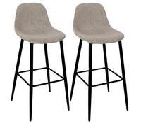 AltoBuy Amory - Lot de 2 tabourets de Bar en Velours côtelé Coloris Taupe